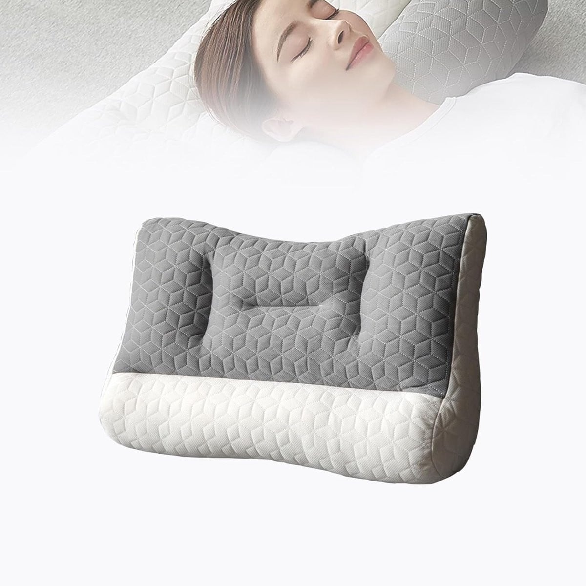 Ergonomisch orthopedisch nekkussen voor nekpijnverlichting en slaapapneu, wit