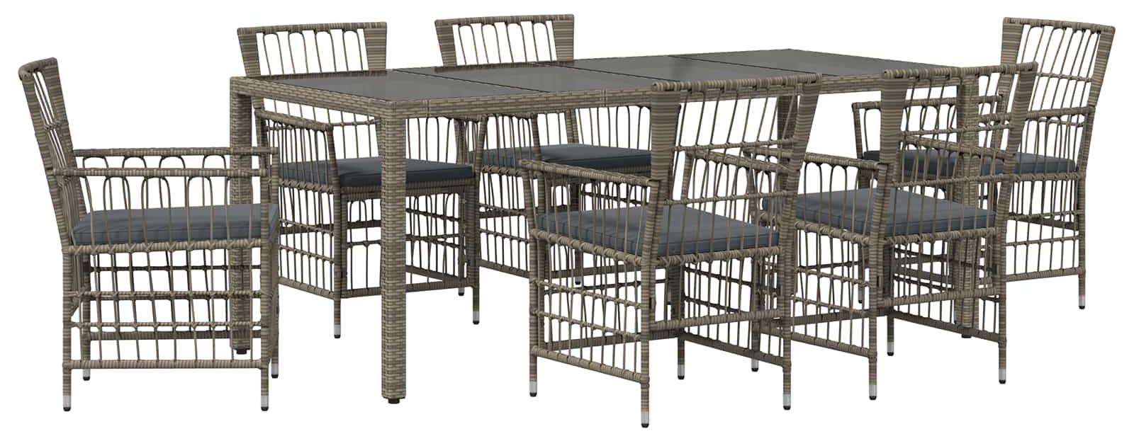 Outdoor-Essgruppe 7 stk. Grau Poly-Rattan