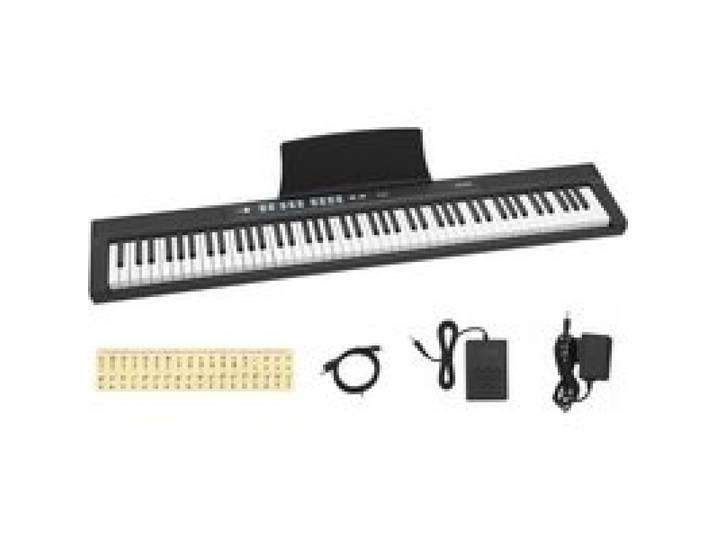 VEVOR Piano Numérique 88 Touches Semi-lestées Clavier Électronique Portable pour Débutants, 128 Sonorités et 128 Rythmes, Standard, avec Haut-parleur, Pédale, Prise Casque, USB/MIDI, Pupitre, Noir