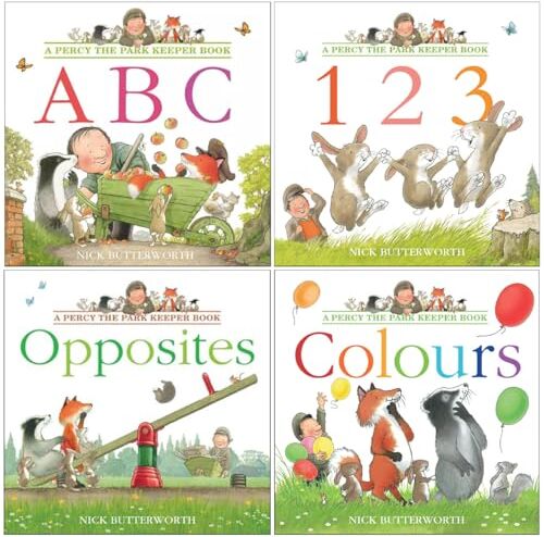 HARPERCOLLINS Percy the Park Keeper Early Learning collection 4 Picture Books Set (ABC, 123, Colours and Opposites)