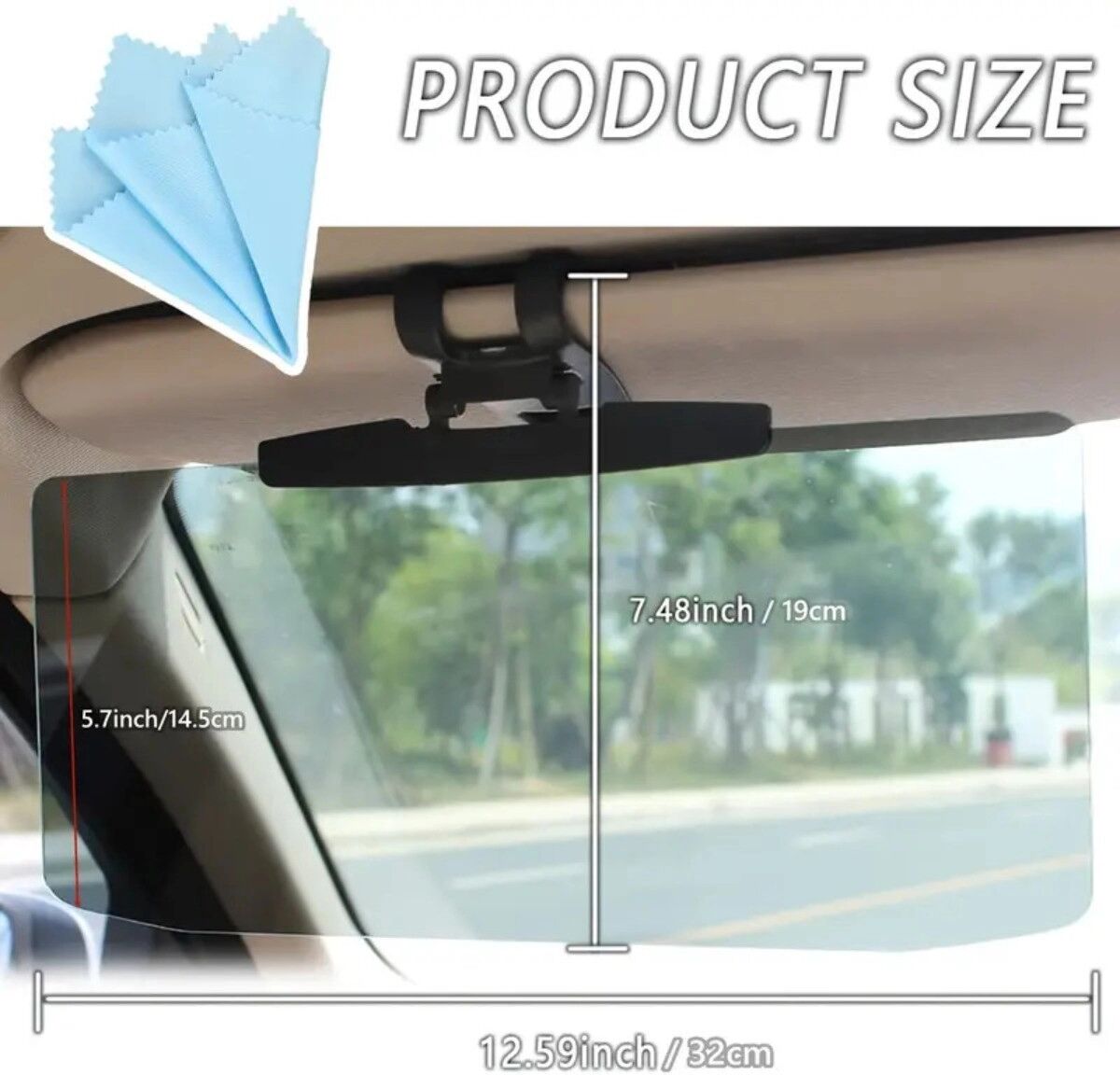 INF Lunettes pare-soleil clip-on pour pare-brise avant - Pare-soleil anti-éblouissement noir PE+PVC à pince