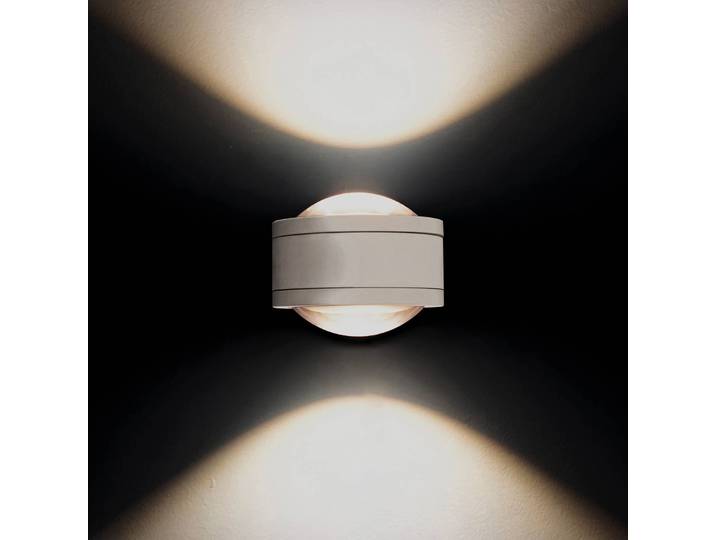 MEGATRON Wandlampe Due Punto, dimmbar, weiß / opal, für Badezimmer, Metall, Modern, Wandleuchte, Wandlampe Bad