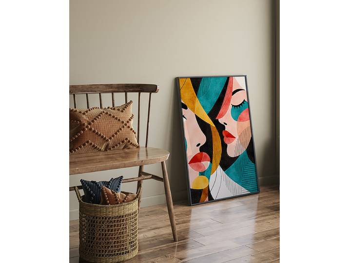 Impression artistique Échos de la Revêtement : verre acrylique Structure : hêtre laqué Multicolore 63 x 83cm