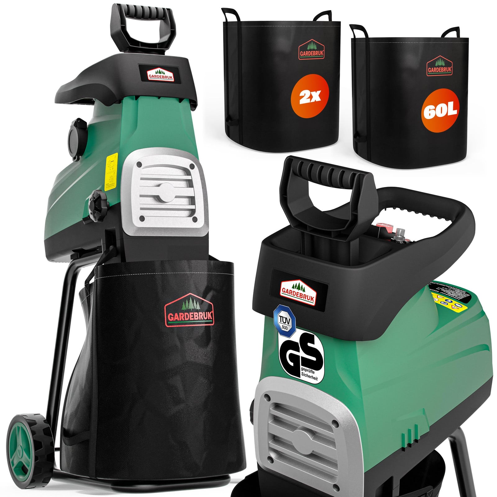 Gardebruk Elektrische stille houtsnipperaar 3100W met maximale takdikte 44mm