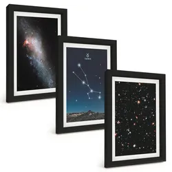 BILDER SET 3er Set - 20x30 cm Schwarzer Rahmen - Kosmische Landschaften des Sterns Stier