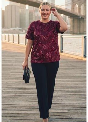 Plus Size Women's Katrina Sequin Tee by Avenue in Red Sequin (Size 16)