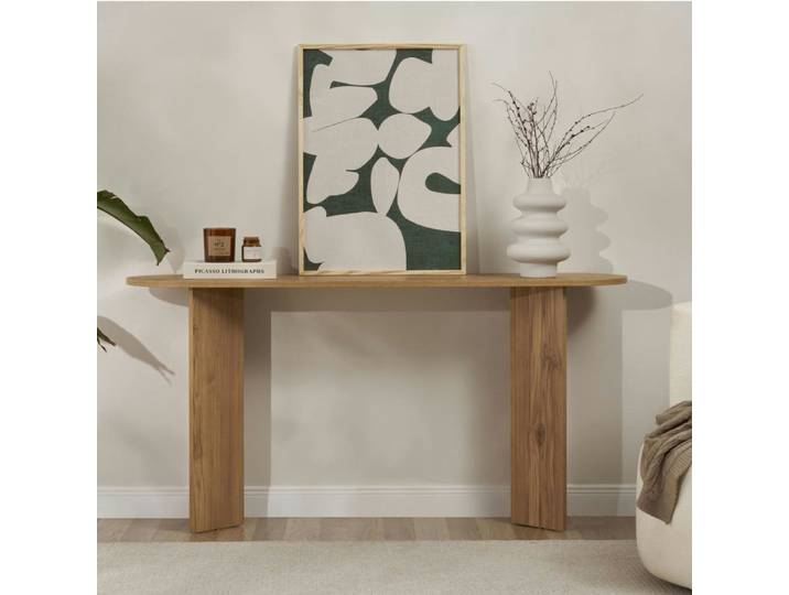Console ovale 150 cm design - décor chêne
