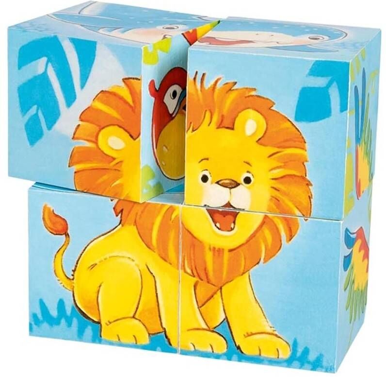 Puzzle de cubes - Animaux sauvages 4 pcs - Goki