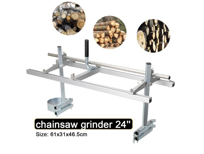 Scie à chaîne portable en alliage d'aluminium argenté pour scies à chaîne de 14 à 24 pouces, utilisation en extérieur, scie à chaîne en acier et aluminium