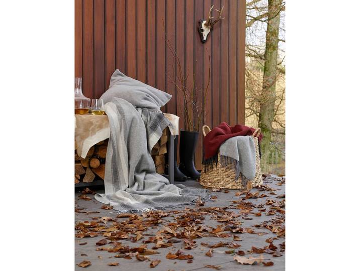 Plaid Cosy Luxury 130 x 170cm Grau/Beige/Creme/Grau Wolle