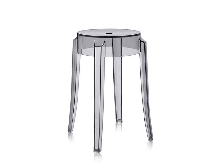 KARTELL tabouret CHARLES GHOST hauteur 46 cm (Fumé - Polycarbonate transparent)