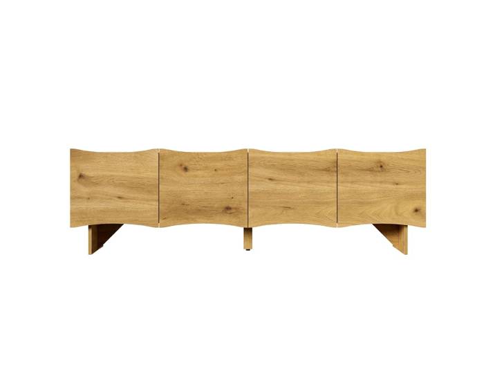 Meuble tv 155 cm, 4 portes, panneaux de particules naturels