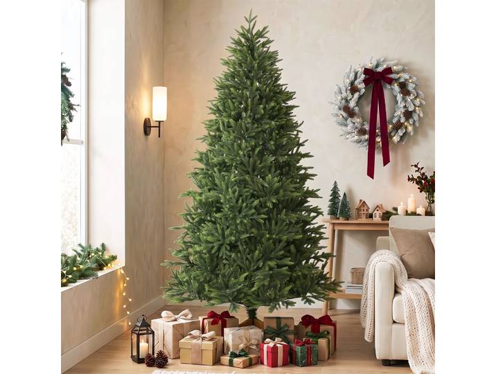 HOMCOM Sapin Artificiel 210cm Nordmann 1008 Branches Bois Vert