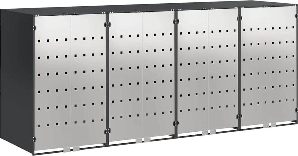Mülltonnenbox für 4 Behälter Edelstahl Anthrazit