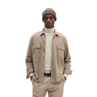 Langarmhemd MARC O'POLO "aus samtigen Bio-Baumwoll-Twill", Herren, Gr. M, Normalgrößen, beige (charleston gray), Obermaterial: 100% Baumwolle, unifarben, regular fit normal, Manschette, Hemden