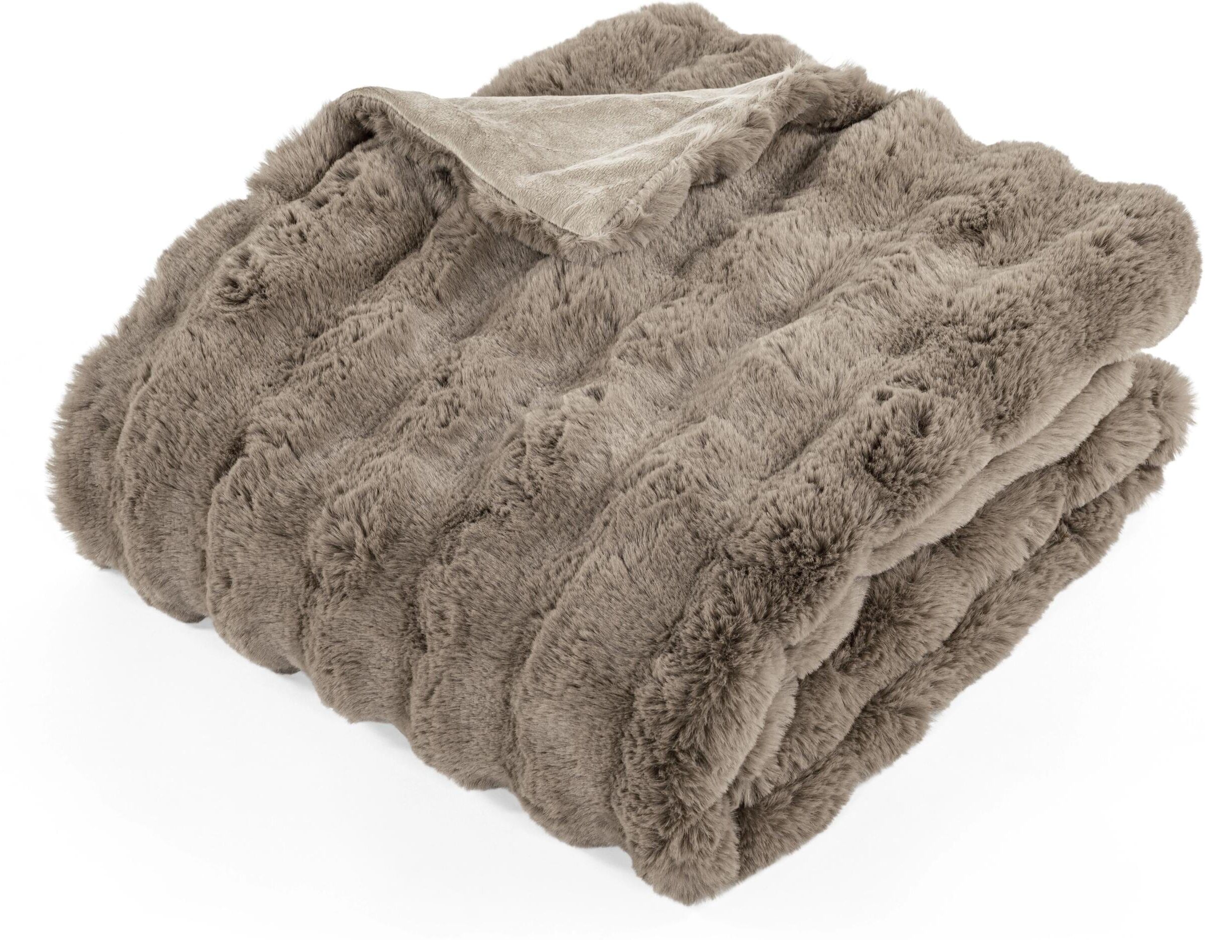 Wohndecke "Tiseco Bubble Rabbit Stripe 130 x 180 cm", taupe, B:130cm L:180cm, Obermaterial: 80% Polyacryl, 20% Polyester, Wohndecken, Wohndecke taupe B/L: 130cm x 180cm