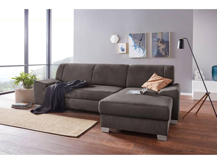 Ecksofa, Luxus-Microfaser, Anthrazit, 271×160 cm, Recamiere Rechts, Federkern, Modern, Domo-Collection