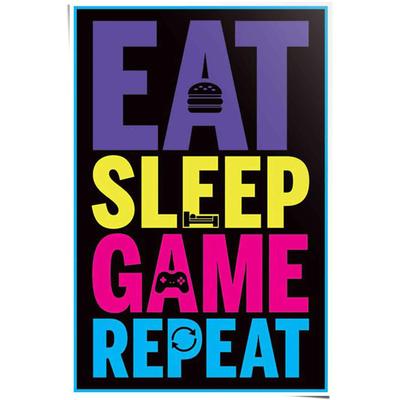 Poster REINDERS "Eat sleep game repeat", bunt (farbe bild(er): mehrfarbig), B:61cm H:91,5cm, Papier, Bilder, Poster