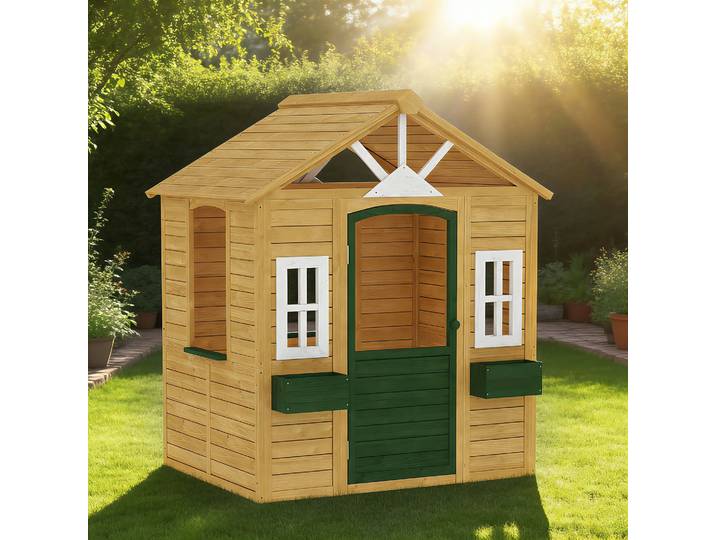 AIYAPLAY Maisonnette Extérieure Bois Enfants 3-8 Ans avec Fenêtres