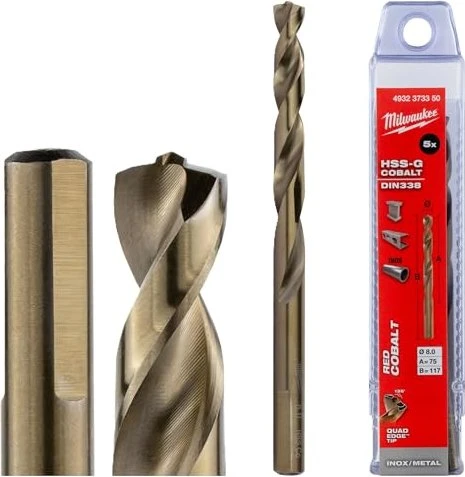Milwaukee Paquete brocas RED HELIX HSS - G Co.8.0x117-5uds (4932373350)