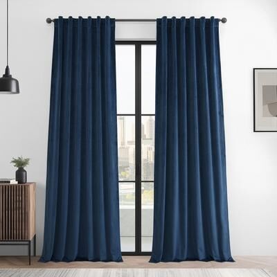 Exclusive Fabrics Basic Deluxe Velvet Room Darkening Curtain Pair - 2 Panels Window Curtains