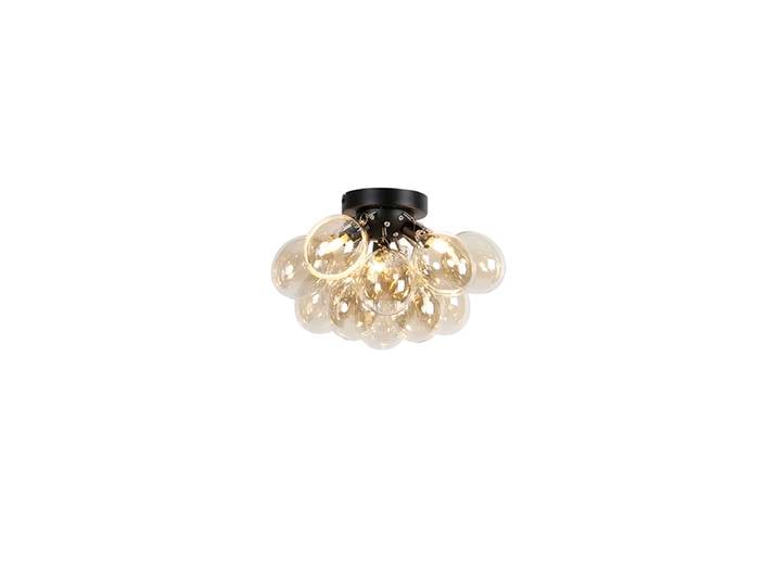Plafonnier design noir avec verre ambré 3 lumières - Uvas