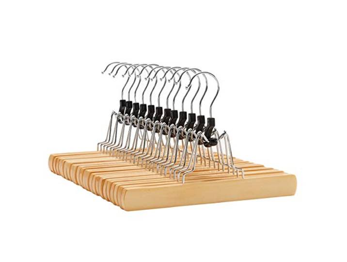 SONGMICS Hosenspanner, 12 Stück, Kleiderbügel aus Holz, rutschfest