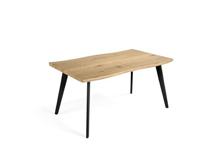 MOMMA HOME Ausziehbarer Esstisch, Küchentisch, Esszimmertisch, Wohnzimmer, Modell Canada, Eichenholz-Finish und mattschwarze Metallbeine, Maße 150/210 cm Länge x 90 cm Breite x 75 cm Höhe