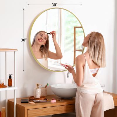 Fusion Finds Round Wall Mirror With Matte Gold Frame For Bathroom, Bedroom & Living Room gold 3