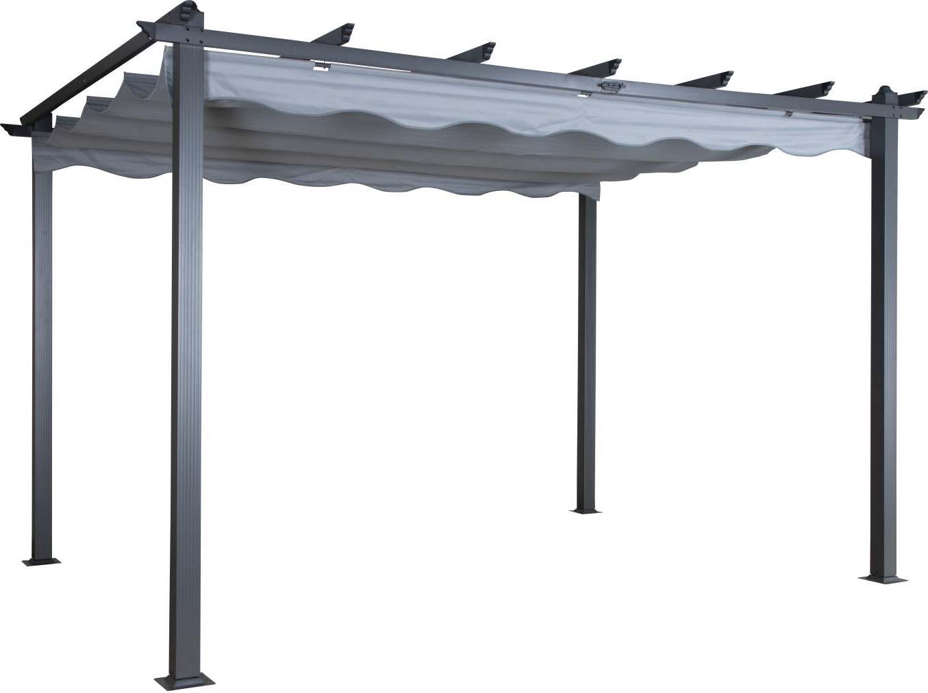 FURNLUX Aussenpergola Lazio Grau Und Schwarz 395cm / Hauptfarbe: Grau / Abmessungen: 395 x 295 x 245 cm