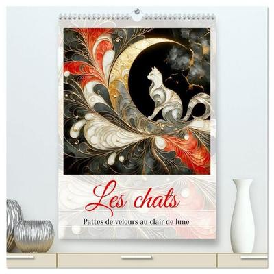 Les chats - Pattes de velours au clair de lune (Calendrier mural haut de gamme 2027 DIN A2 horizontal), CALVENDO calendrier mensuel