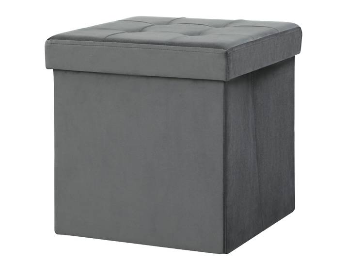 HOMCOM Opklapbare Zitottoman met Opbergruimte, Opbergdoos, Schuim, MDF, Grijs