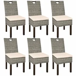 vidaXL Esszimmerstühle 6 Stk. Kubu-Rattan Mangoholz