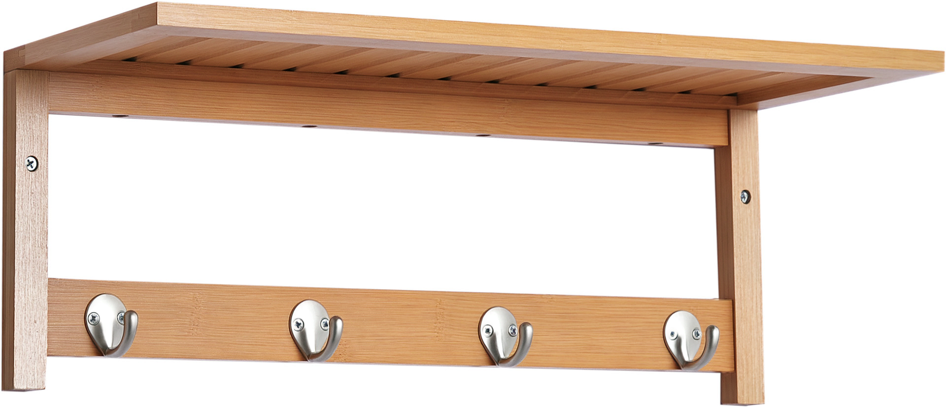 Homcom Appendiabiti con Mensola Attaccapanni a Parete con Ripiano Bambù 50 × 16 × 17.5cm Aosom