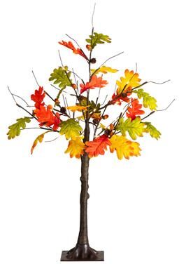 Nearly Natural 3-ft Pre-Lit Autumn Maple Artificial Fall Tree with Pinecones - Green