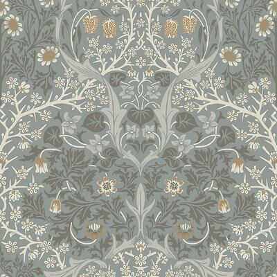 Juliet Floral Wallpaper - Steel Gray/Terra Cotta - Ballard Designs