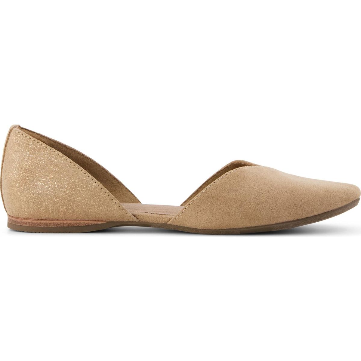 Toms Gemma Dorsay taupe microsuede/metallic crosshatch suede 42.5 10023503-42.5