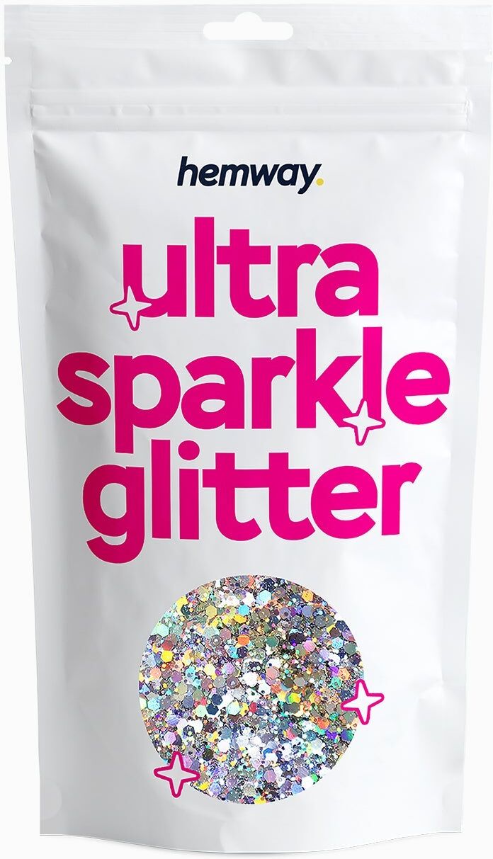 Hemway Glitter Mix Ultra Sparkle 100g / 3.5oz   Silver Holographic Mix   Cosmetic, Festival, Crafts