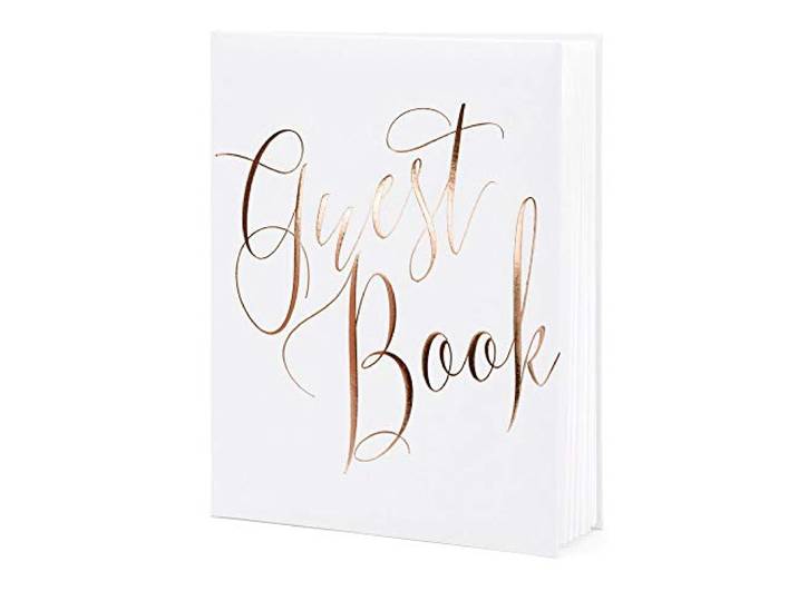 Gastenboek wit rose gold letters