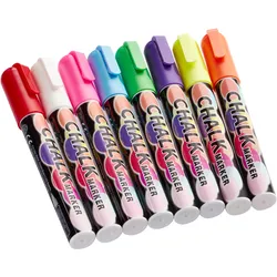Kreidestift Set, 8 Stück, abwischbar, Kunststoff, mehrfarbig