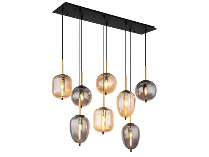 GLOBO LIGHTING Hängeleuchte Deckenleuchte Pendellampe Messing-matt Amber-Glas Esszimmerleuchte