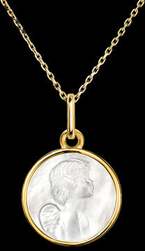 Edenly Medaille Der Perlige Engel â€“ 18-karÃ¤tiges Gelbgold und Perlmutt