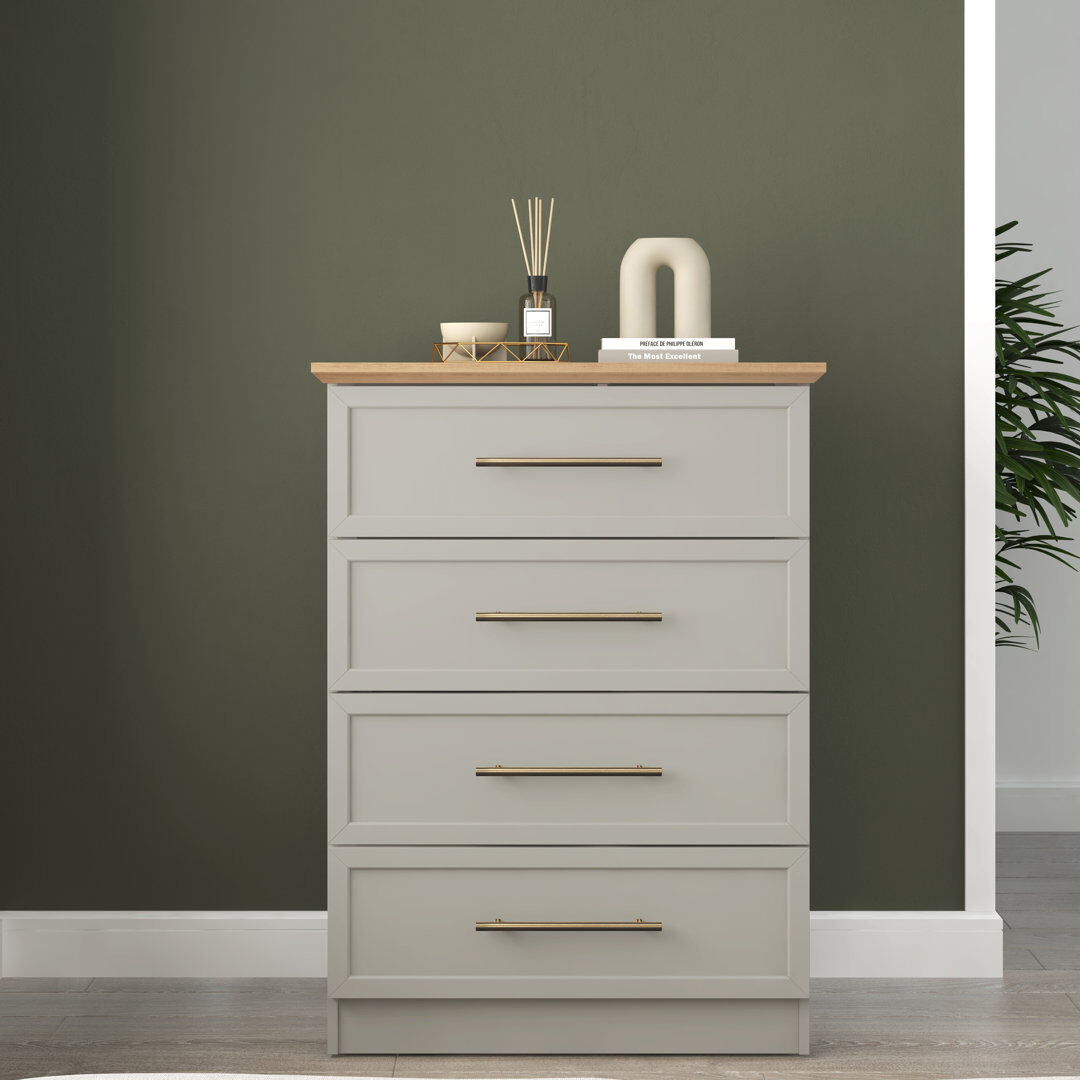 August Grove Cleverdon Feya 4 Drawer Chest Of Drawer Grey 94.6cm H X 69.6cm W X 38.8cm D