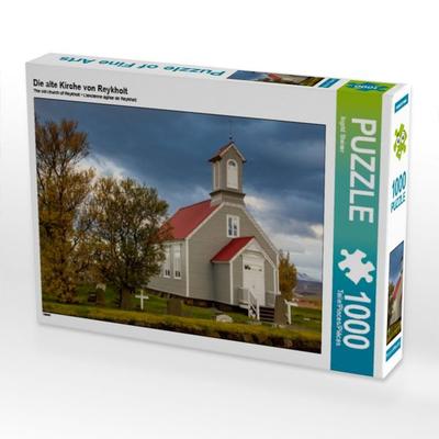 CALVENDO Puzzle Die alte Kirche von Reykholt | 1000 Teile Lege-Größe 64x48cm Foto-Puzzle für glückliche Stunden