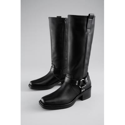Stiefel ANISTON SHOES, Damen, Gr. 37, Normalschaft, schwarz, Lederimitat, Schuhe Stiefel, Bikerstiefel mit Innen-Reißverschluss