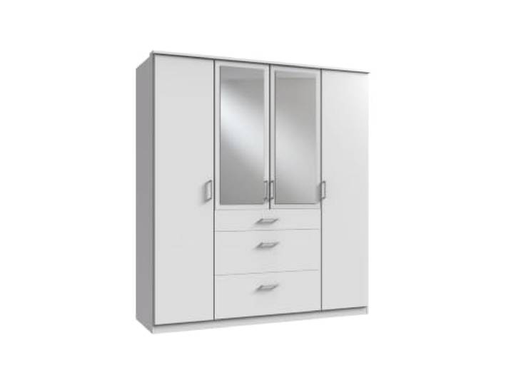M Möbel-Direkt Deutschlands schnelle Möbel Kleiderschrank Click in Weiß 179 cm Breite, mit Spiegel