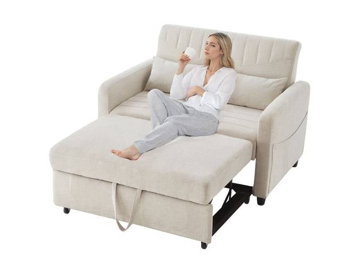 Fauteuil Convertible - Fauteuil-lit - Canapé 2 Place - Chaise Longue - Coussin - Réglable - Rangement - Roues - Pliante