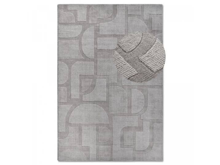 Tapis salon 80x150cm gris laine géométrique