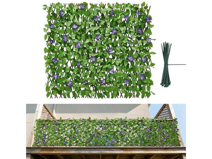 VEVOR Mur Végétal Artificiel Extensible 310x65 cm Haie Artificielle Panneau Feuillage Artificiel Lierre Brise Vue Balcon pour Décoration\, Intérieur\, Extérieur\, Clôture de Jardin\, avec 50 Serre-câbles