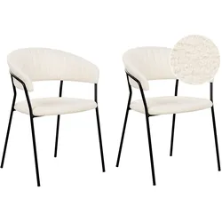 ESSZIMMERSTUHL 2er-Set Bouclé cremeweiß Mariposa